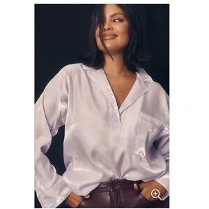 NWT Anthropologie Pilcro Long Sleeve Shine Blouse in Lavender Women Plus Size 3X